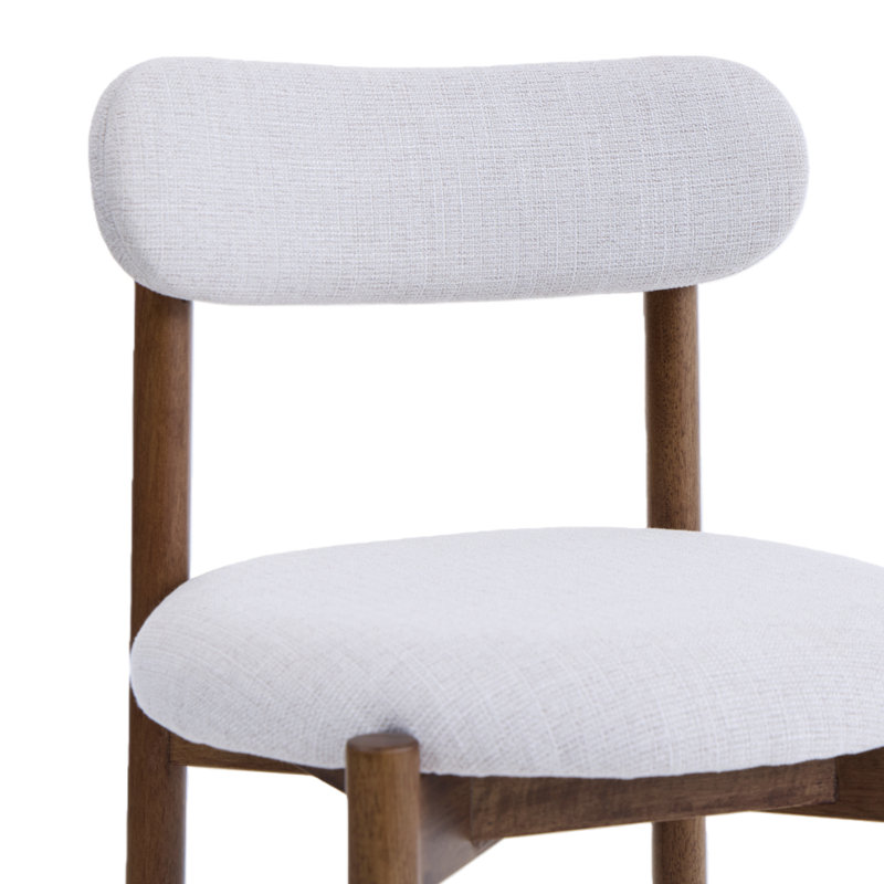 Elmora Set of Two Walnut Effect Solid Wood Dining Chairs, Beige