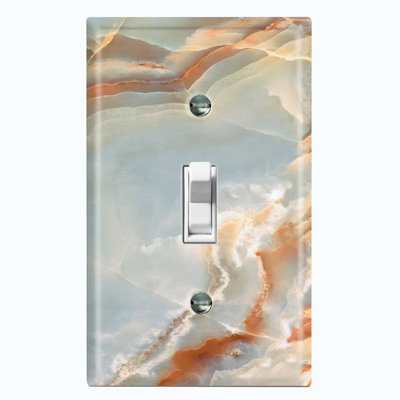 Gray Marble Orange Swirl Image 1 - Gang Toggle Light Switch Standard Wall Plate