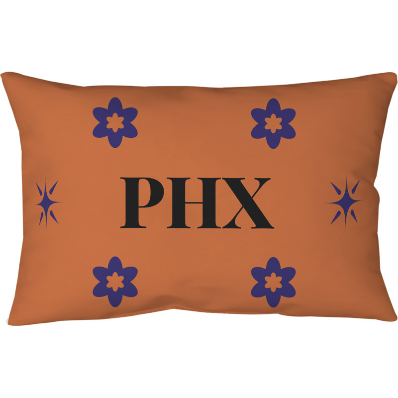Phoenix Pillow, Orange/Black/Purple, Rectangular 14"H x 20"W
