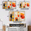 «Bold Orange Cubic Flowers I», ensemble d'art mural géométrique-107740901-107740906