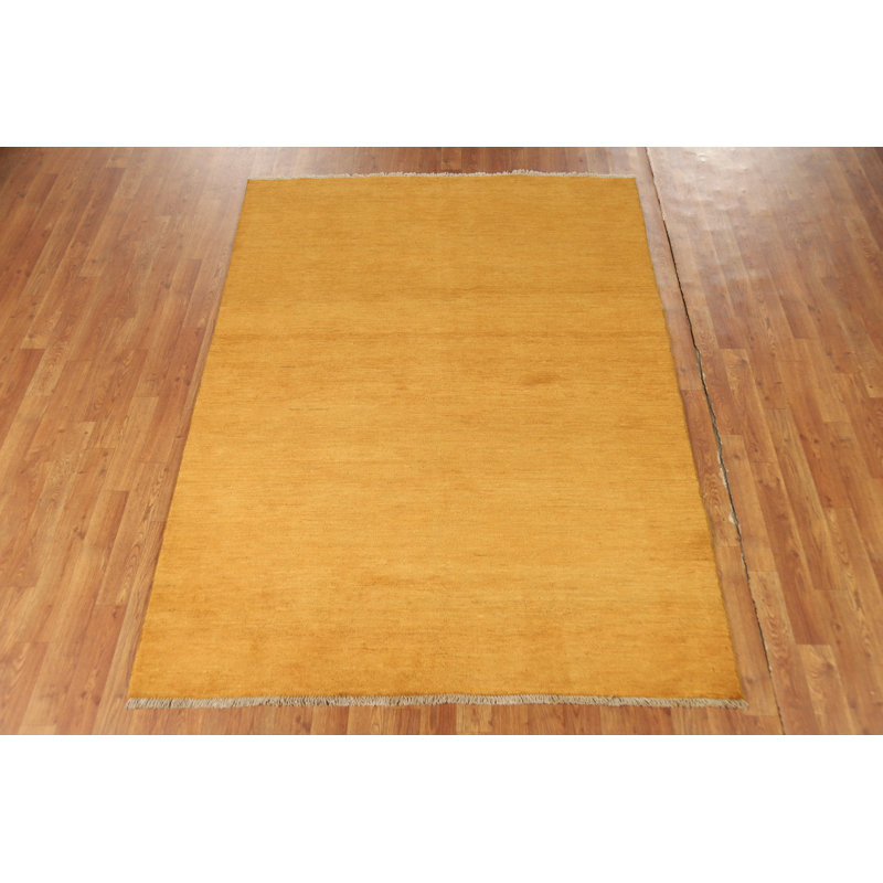Solid Yellow Gabbeh Oriental Rug 5x7