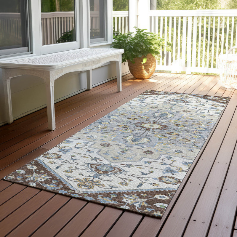 Machine Washable Indoor/Outdoor Chantille ACN2533 Traditional Rug, Runner 2'3" x 7'6", Chocolate