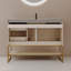 Meuble-lavabo moderne 36 po avec lavabo en céramique et poignées dorées, armoire en bois autoportante avec 2 tiroirs pour le rangement de la salle de bain-1125139823