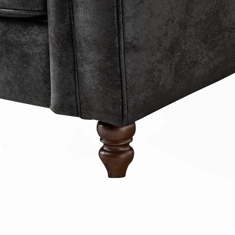 Canapé en tissu 83 po Chesterfield, Noir