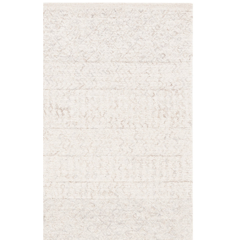 Tapis ivoire en laine touffeté à la main à motif géométrique Nicolett, Rectangle 3 pi x 5 pi