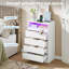 Commode double 4 tiroirs avec prise de courant, commodes décoratives avec éclairage à DEL, commode blanche moderne avec station de charge-838844247