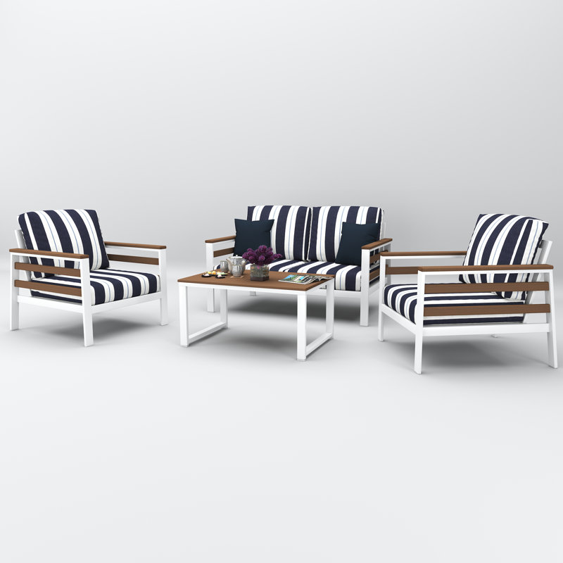 Ensemble de conversation Townsend pour 4 personnes avec coussins Sunbrella, Acajou antique