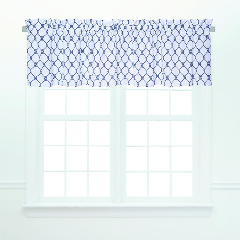 Nautical Navy and White Cotton Rod Pocket Valance