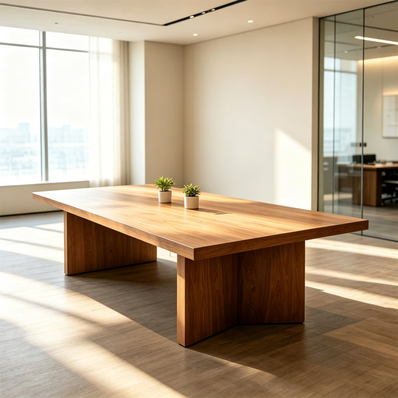 Table de conférence rectangulaire moderne en bois massif pour 8 personnes, H 29,53 po x L 86,61 po x l 35,43 po
