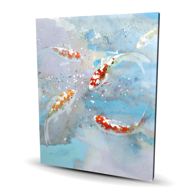 Koi poisson nageant dans l'eau bleue - décor de toile exotique bleue