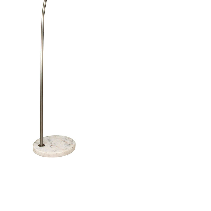 86'' Arched Floor Lamp with Outlet, Brushed Steel, White