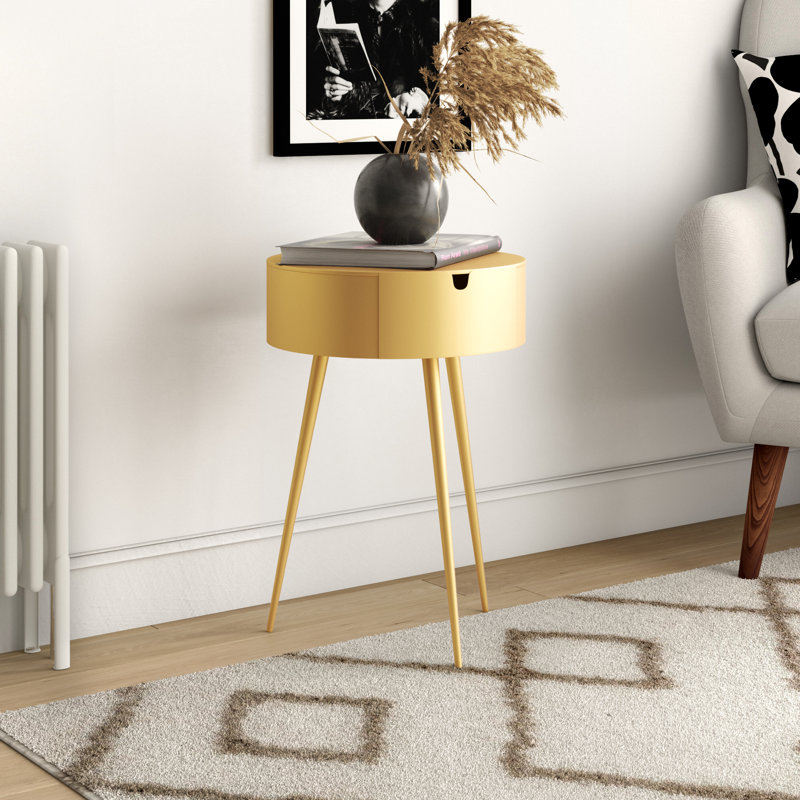 Biscette 16'' W Metal Nightstand, Gold
