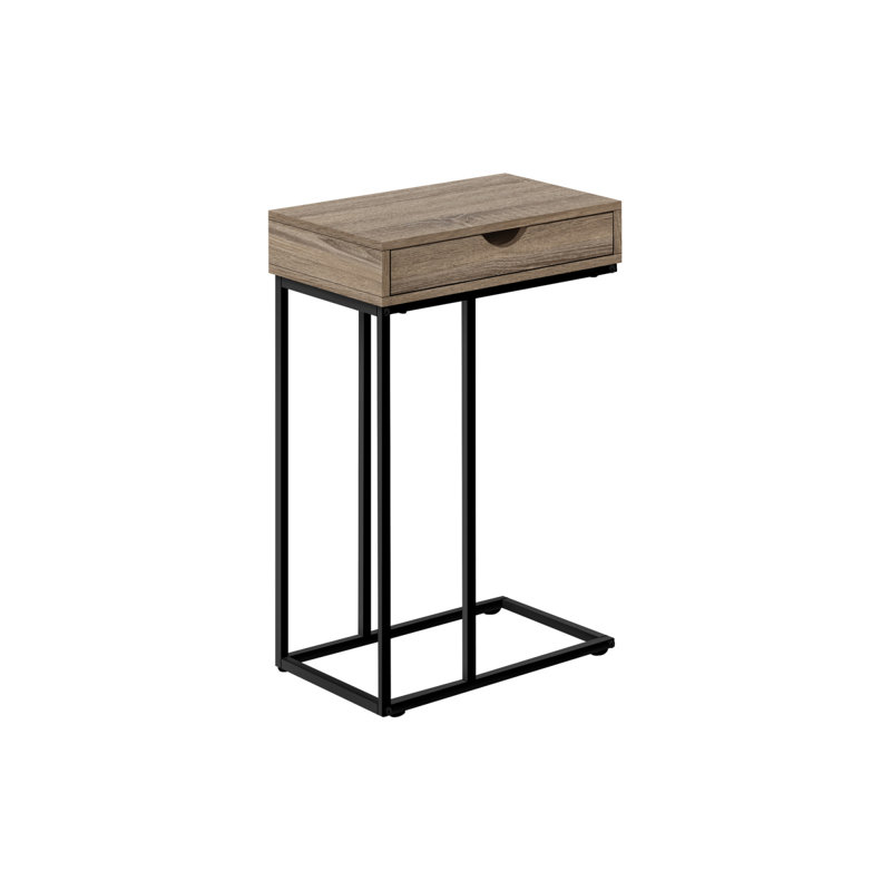 Table d'appoint, en forme de C, bout, côté, collation, tiroir de rangement, salon, chambre à coucher, métal stratifié, contemporain, moderne