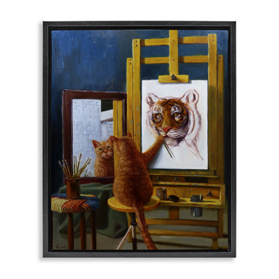 «Cat Confidence Self Portrait Grain Floater», art mural sur toile par Lucia Heffernan pwp-184