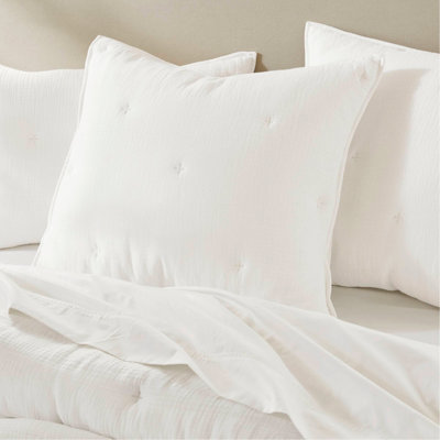 3-Piece King Cotton  Embroidered Quilt Set,White