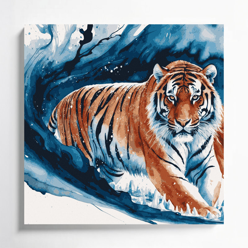 «Big Cats», toile de tigre gris de Sibérie, H 32 po x l 32 po