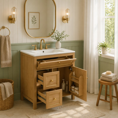 30 Inch Fluted Bathroom Vanity with Sink