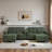 Modern U-shaped Sectional With Movable Storage Ottomans, Multifunctional Console, Bluetooth Speakers And Led Lights-1508630403