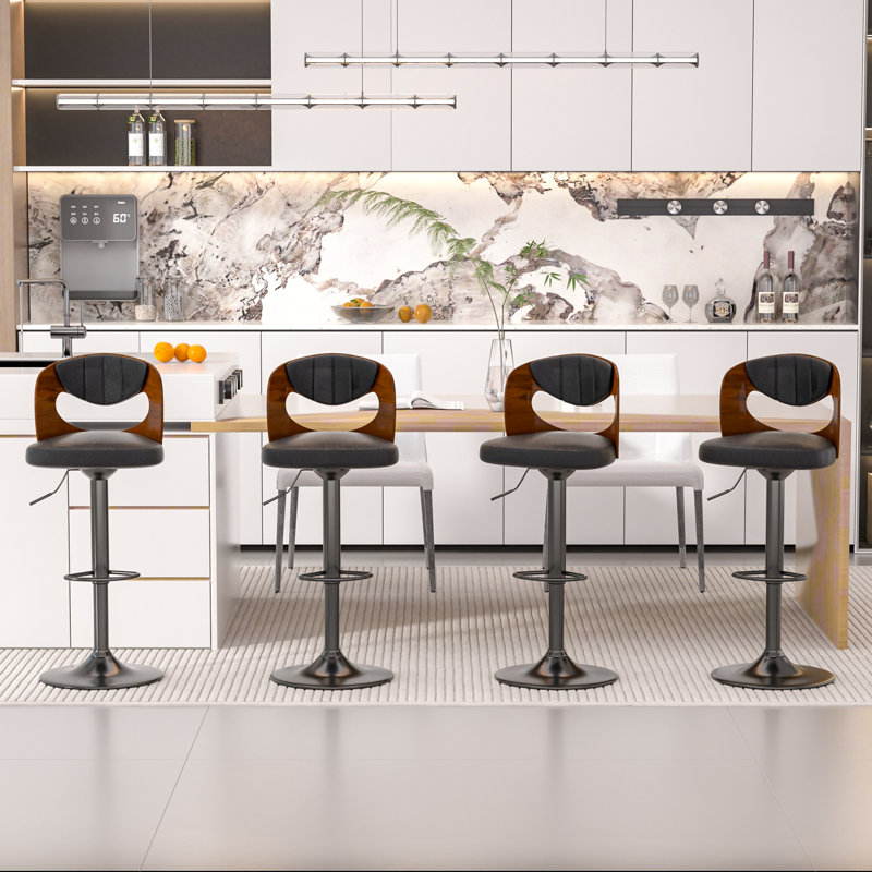 Tabouret de bar à hauteur ajustable (ensemble de 4), Noir