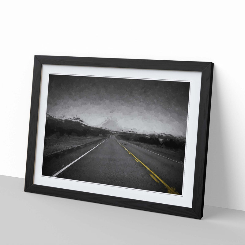 The Road to Texas in Abstract - Framed Print, 60cm H x 91cm W x 2cm D, Black