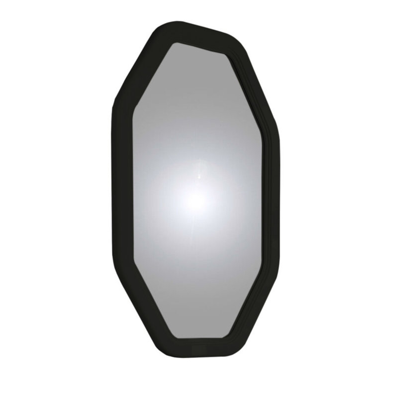 Lirico Flat Solid Wood Wall Mirror, Gloss Black, 30" x 18"