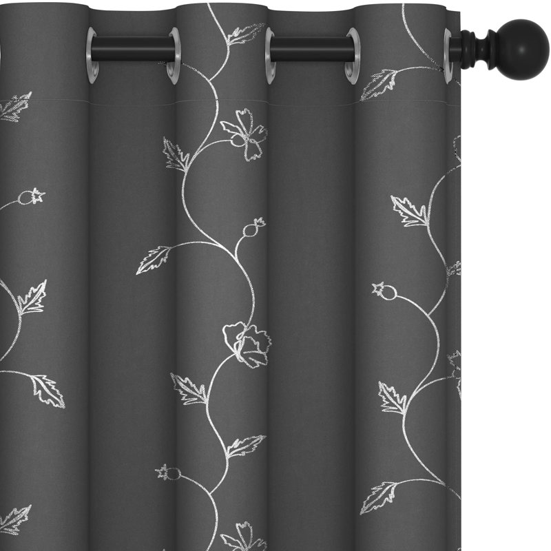 Room Darkening Curtain Pair, Dark Gray, 42" W x 63" L