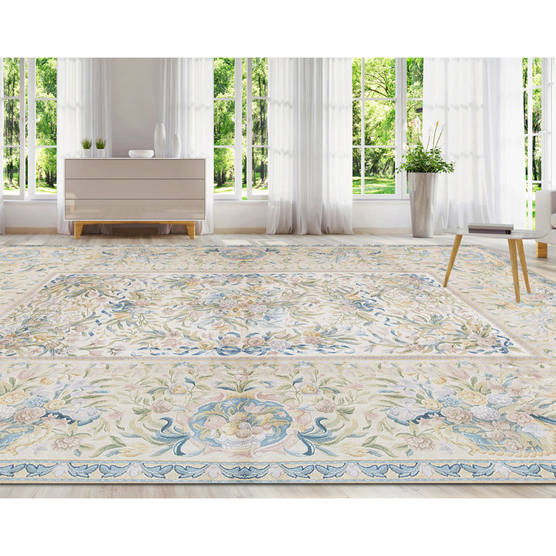Hand-Knotted High-Quality Beige and Beige Area Rug