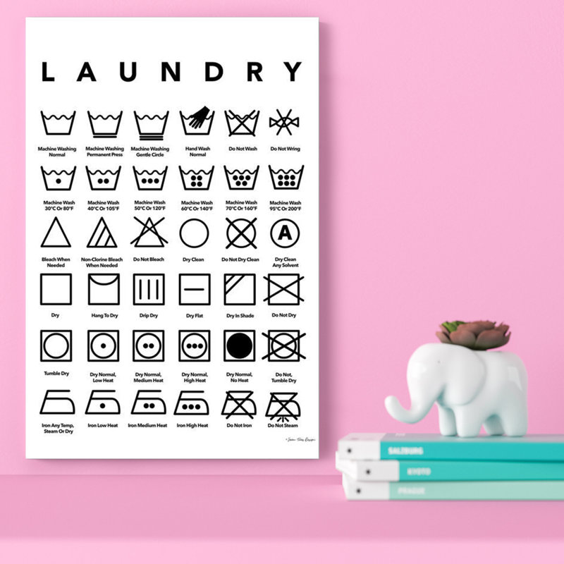 Laundry Symbols by Seven Trees - Wrapped Canvas Print, 30.48 cm H x 45.72 cm W