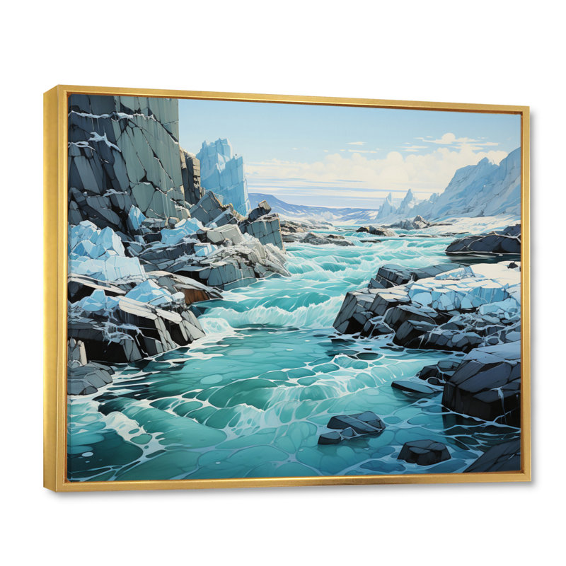 Bianica Glacier Glacial Winter Symphony I - impression, H 24 po x l 32 po, Cadre flottant doré