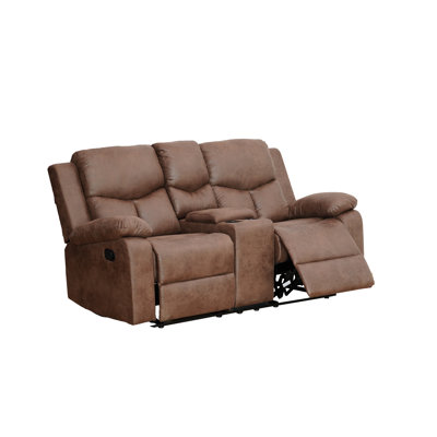 Bianchini 70"W Oversized Modern Manual Leather-air 2-People Reclining Loveseat, Console With Cupholders, Pillow Top Sofa Arm, Double Reclinning Lovese by Lark Manor