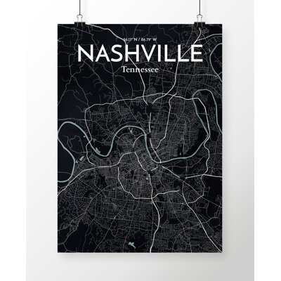 Nashville City Map 1 Piece Wall Art