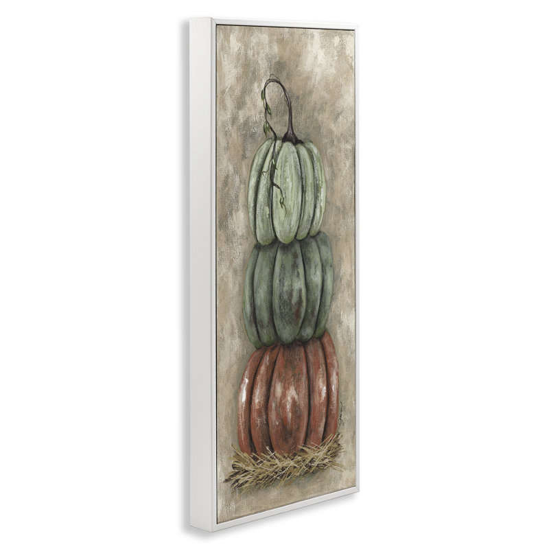 «Stacked Rustic Pumpkins», art de la giclée encadrée par Julie Norkus, Giclée encadrée blanc bord de mer, H 24 po x l 10 po