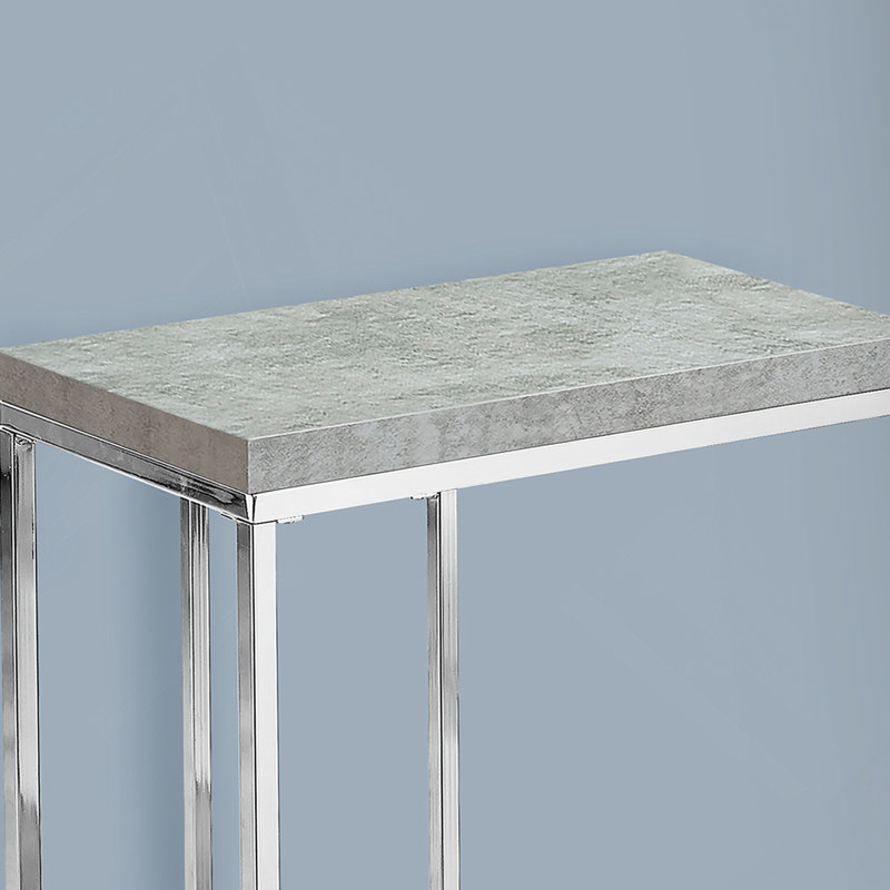 Table d'appoint, en forme de C, bout, côté, collation, stratifié gris, métal, contemporain, moderne, Argent
