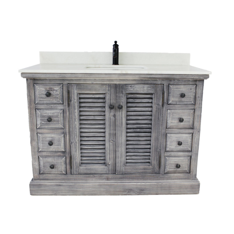Ingber 48'' Single Bathroom Vanity with Stone Top, Arctic Pearl