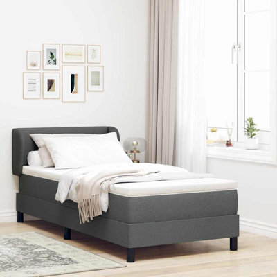 Lit sommier tapissier avec matelas Vidaxl 35,4 "x 74,8" gris foncé
