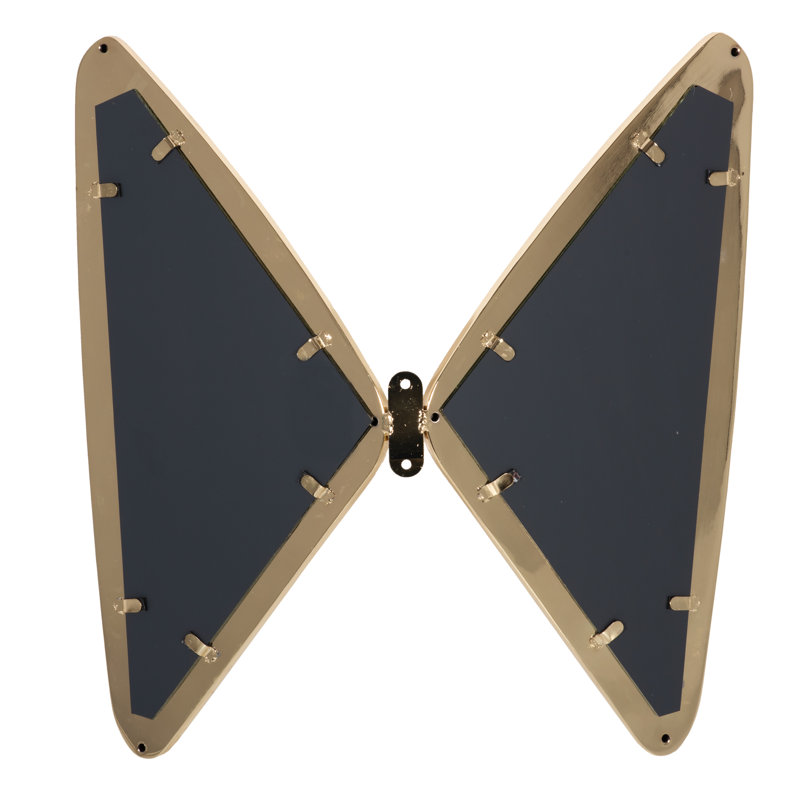 Frates Butterfly Wall Mounted Wall Mirror, Plated Brass