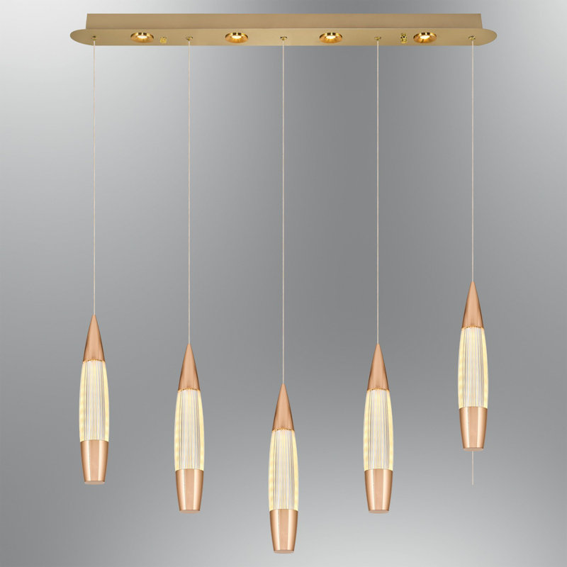 Elegant Rose Gold Chandelier, 35.4 x 3.9 x 47.2 inches | Durable Polyester Body, 1 x 56W Integral LED, 5600 Lm, 3000K | Perfect for Living Room, Dining Room, or Entryway | IP 20 Rated, Assembled Design