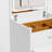 White Vanity Desk With Charging Station, Open Mirror, And Glass Top