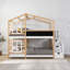 Lit superposé simple multifonctionnel avec rangement, structure en bois, style maisonnette