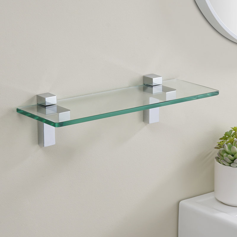 Tablette flottante Eunson, Chrome poli, 3.5" H x 13.8" W x 4.7" D