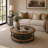 Deleon Wooden 1 Shelf Light Brown Coffee Table with Clock Top