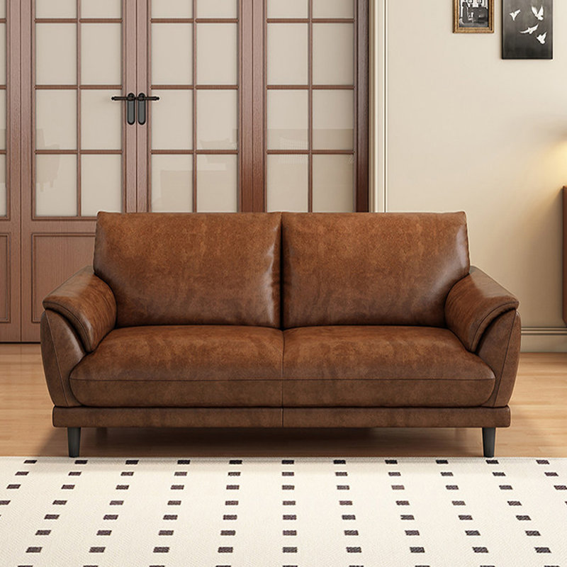 Causeuse-coussin standard en cuir véritable brun, H 33,86 po x l 66,93 po x P 35,43 po