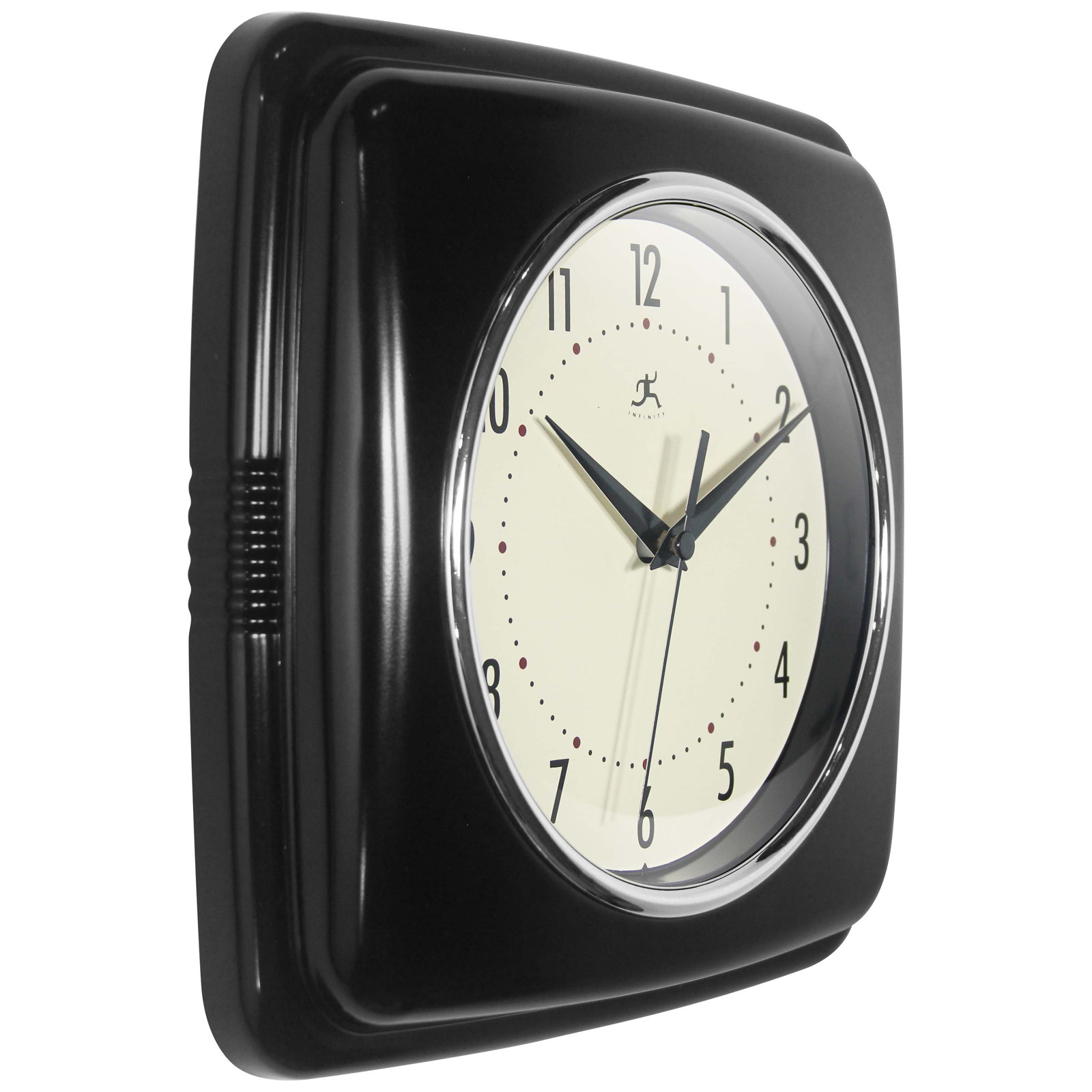 Orrwell Square Plastic Wall Clock 9.25 Inches, Black