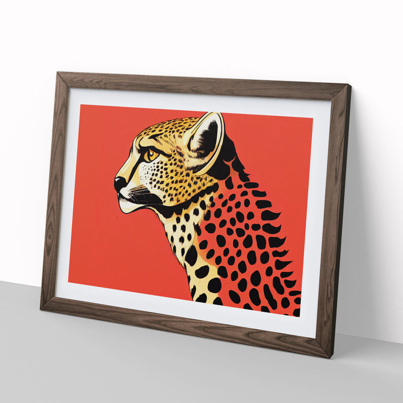 Illuminated Cheetah - Single Picture Frame Print, 46cm H x 64cm W x 2cm D, Walnut