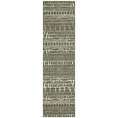 Machine Washable Indoor/Outdoor Chantille ACN2540 Abstract Rug