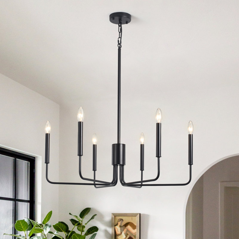 Roxsanne 6 Light Dimmable Classic / Traditional Chandelier Rustic Linear Candle-Style Kitchen Island Light Fixture, 6 Lights