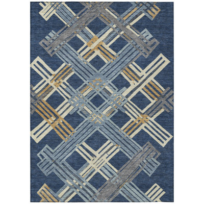 Machine Washable Indoor/Outdoor Chantille ACN2452 Geometric Rug