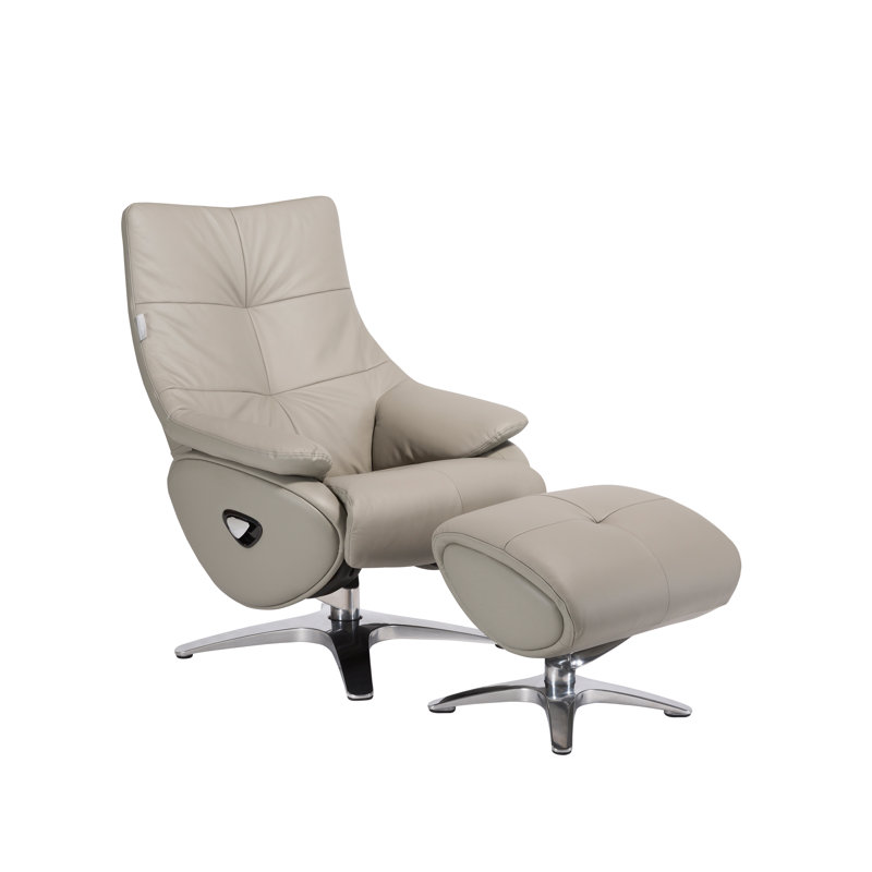 Wanamaker Upholstered Swivel Recliner, Gray Leather Match