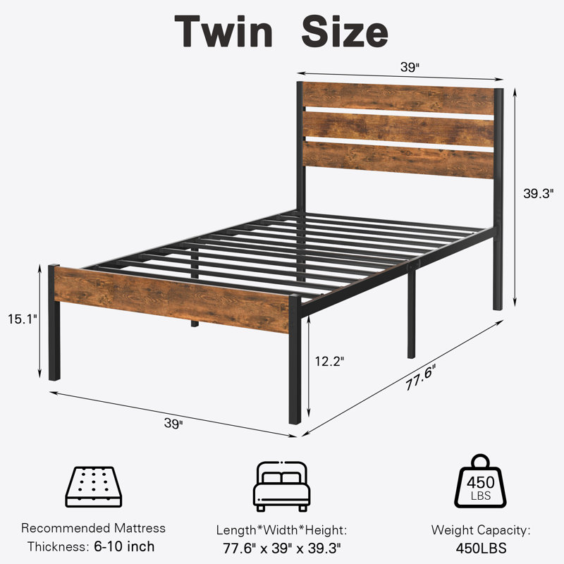 Alicia Steel Piece Bedroom Set, Brown, Twin
