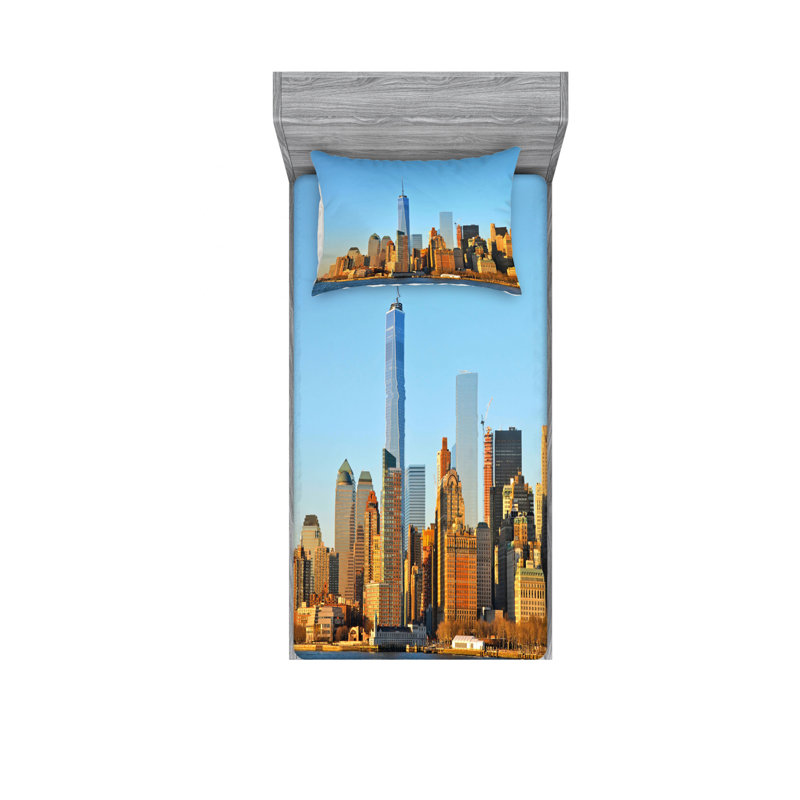 Ensemble de draps New York City, Ensemble de draps pour lit simple TG avec drap-hou